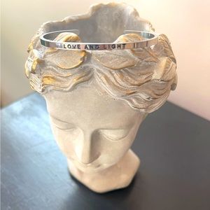 “Love and Light” silver bangle. O/S. Like new!